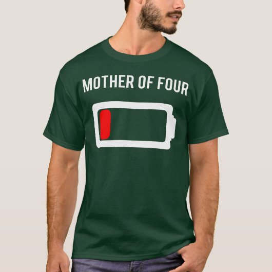 母の4つの低電池ママ女の子 Tシャツ (正面)