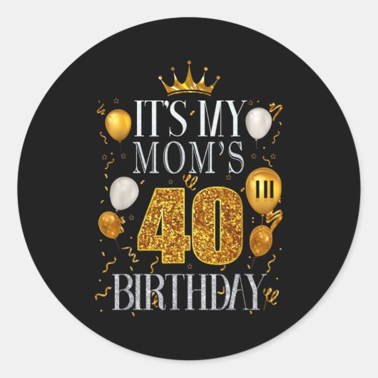 母の40歳の誕生日おめでとう 40歳  ラウンドシール (正面)