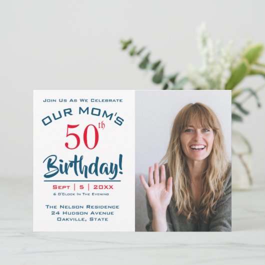 母の50th誕生日パーティフォト招待状 招待状 (スタンド正面)