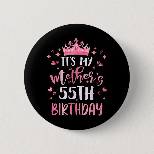 母の55歳の誕生日おめでとう55歳 缶バッジ (正面)