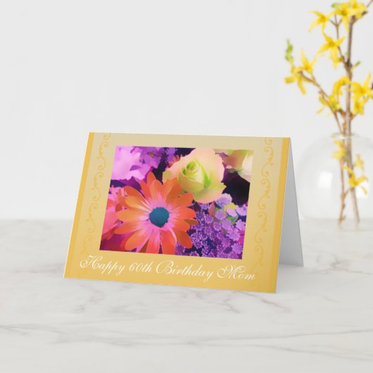 母の60歳の誕生日バラ カード (黄色い花)