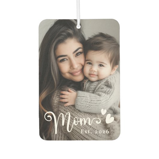 母のest年のハートオーバーレイ写真 カーエアーフレッシュナー (正面)