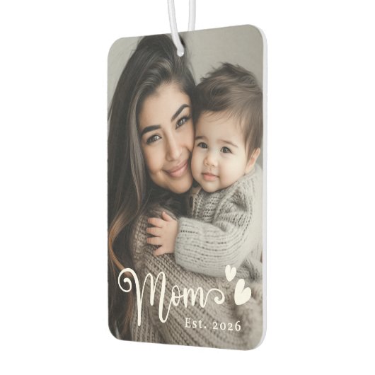 母のest年のハートオーバーレイ写真 カーエアーフレッシュナー (左)