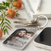 母のest年のハートオーバーレイ写真 キーホルダー (正面右)