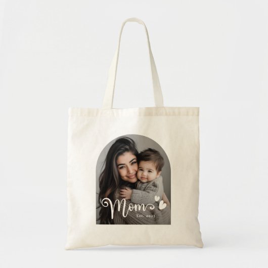 母のest年のハートオーバーレイ写真 トートバッグ (正面)