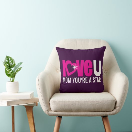 母はあなたは星uピンク紫の文字枕を愛する クッション (椅子)