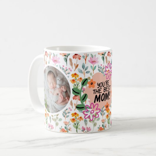 母はあなたは野生の花:写真パーソナライズされたマグカップ コーヒーマグカップ (正面左)