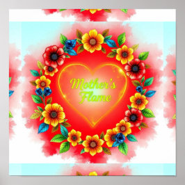 母はっきりしたハート炎 ポスター