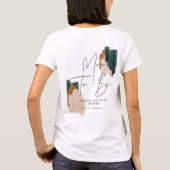 母はテラコッタモダングリーンブラック絵を描にする Tシャツ (裏面)