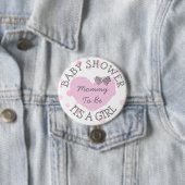 母はピンクと銀の赤ちゃんシャワーボタン 缶バッジ (インサイチュ)