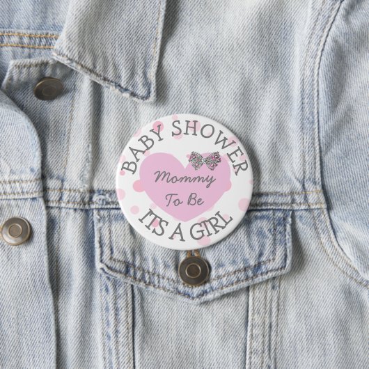 母はピンクと銀の赤ちゃんシャワーボタン 缶バッジ (インサイチュ)