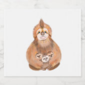 母はベビーでナマケモノ。デジタルかわいいイラストレーション スパークリングワインラベル (シングルラベル)