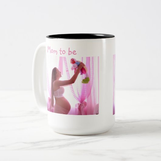 母は写真パーソナライズされたであり、母の日 ツートーンマグカップ (正面左)