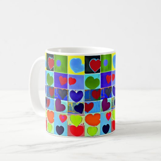 母は可愛いモダンアートポップ・アートのハートのモダン母だ コーヒーマグカップ (正面左)