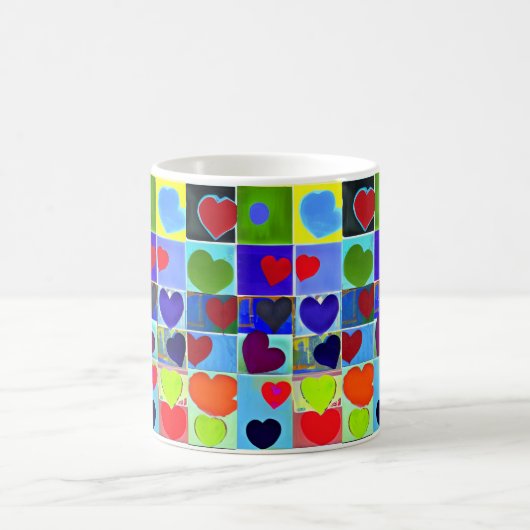 母は可愛いモダンアートポップ・アートのハートのモダン母だ コーヒーマグカップ (中央)
