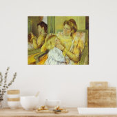 母は子供の髪の毛を櫛で縫う。1901年、メアリー・カッサト ポスター (キッチン)