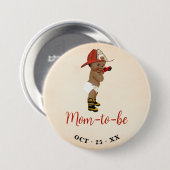 母は小さいオウム消防士ベビーシャワー 缶バッジ (正面&裏面)