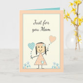 母は小さな女の子桃の誕生日の挨拶 カード (黄色い花)