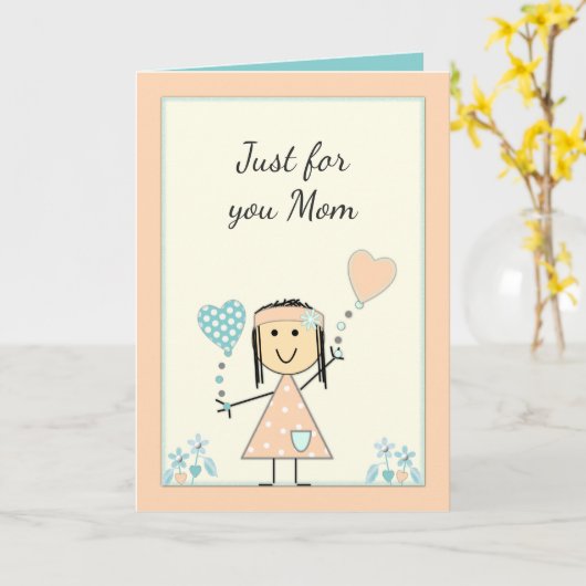 母は小さな女の子桃の誕生日の挨拶 カード (黄色い花)