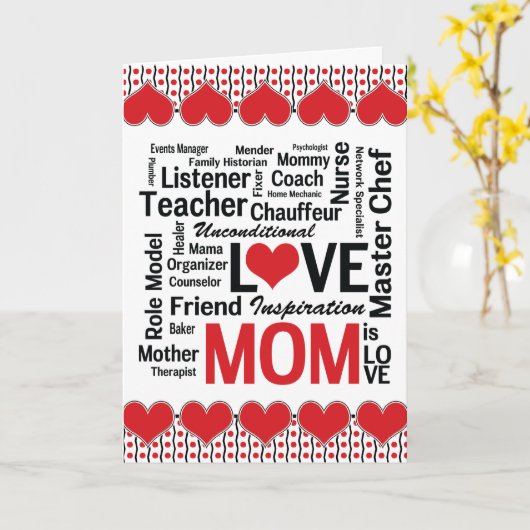 母は愛である – 多才な母のための母の日 カード (黄色い花)