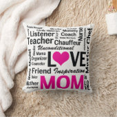 母は愛のピンクと黒の母の日 クッション (ブランケット)