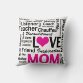 母は愛のピンクと黒の母の日 クッション (裏面)