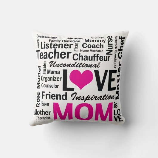 母は愛のピンクと黒の母の日 クッション (裏面)