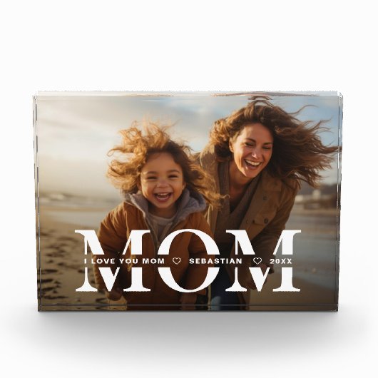 母は母の日に子供の名前でオーバーレイ フォトブロック (正面)