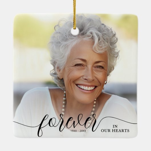 母は永遠に私たちのハート記念写真 セラミックオーナメント (裏面)