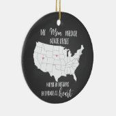 母は永遠に離れない長距離ギフト米国地図 セラミックオーナメント (右)