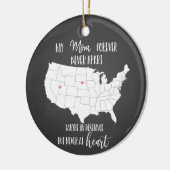 母は永遠に離れない長距離ギフト米国地図 セラミックオーナメント (左)