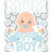 母は男の子の妊娠ピンクまたは青のビニールと言う シール (正面)