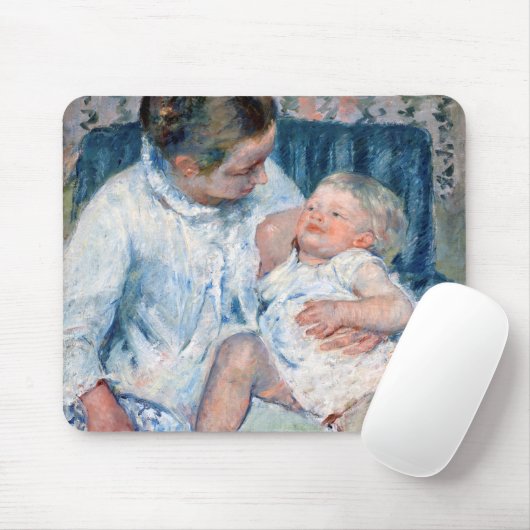 母は眠い子供のカサットを洗おうとしている マウスパッド (マウス)
