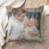 母は眠い子供を洗うしようとしている, 1880 (油o クッション (ブランケット)