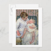 母は眠い子供を洗うしようとしている, 1880 (油o ポストカード (正面/裏面)