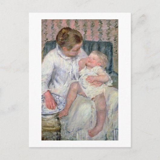 母は眠い子供を洗うしようとしている, 1880 (油o ポストカード (正面)