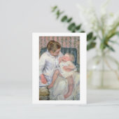 母は眠い子供を洗うしようとしている, 1880 (油o ポストカード (スタンド正面)