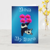 母は私のヒーローはパンダの母の日のカードをジャグリング カード (黄色い花)