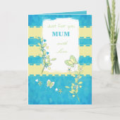 母は緑と青の蝶の挨拶 カード (正面)