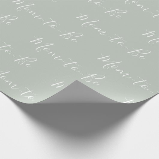 母は緑の白のスクリプト赤ちゃんエレガントシャワーになる ラッピングペーパー (角)