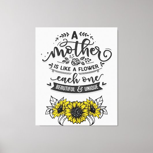 母は花のようで、かわいい母の日の贈り物 キャンバスプリント (正面)