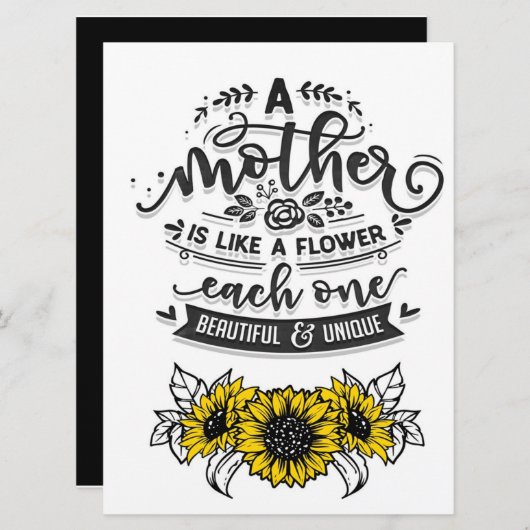 母は花のようで、かわいい母の日の贈り物 メニュー (正面/裏面)