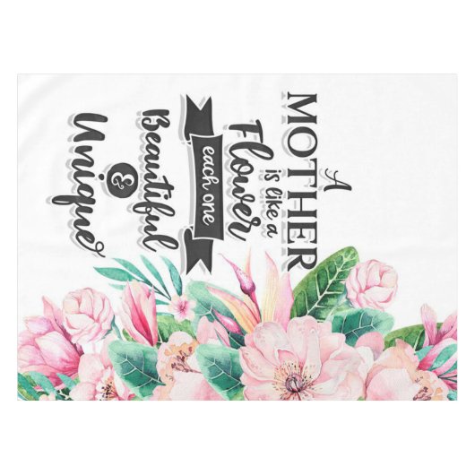 母は花の贈り物、母の日の贈り物のようなものだ テーブルクロス (正面(横))