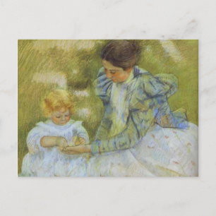 母は遊子供と一緒に。c.1897,メアリー·カッサト ポストカード