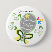 母は黄色の星の馬のガラガラ赤ちゃんシャワーになる 缶バッジ (正面)
