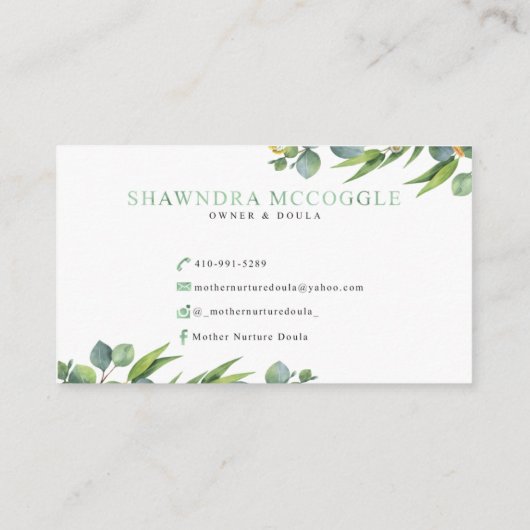 母はDoulaを育てります 名刺 (裏面)