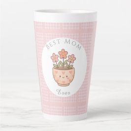 母へのギフト,最高の母,Pinkチェック柄 カフェラテマグ
