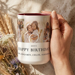 母へのフォトコラージュ 誕生日プレゼントの思い出ギフト ツートーンマグカップ