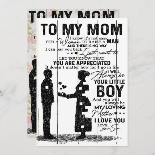 母への可愛い息子 |素敵な家族の贈り物 シーズンカード (正面/裏面)