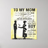母への息子、母への贈り物、母の日の贈り物アイディア キャンバスプリント (正面)